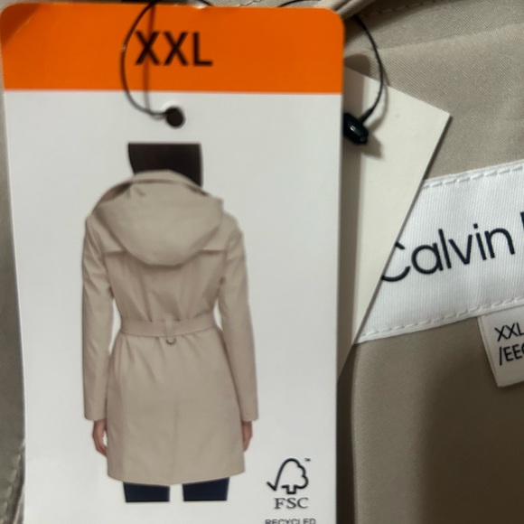 Calvin Klein Women’s Trench Coat color oyster size XXL  NWT - Picture 2 of 7